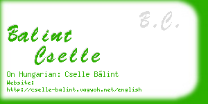 balint cselle business card